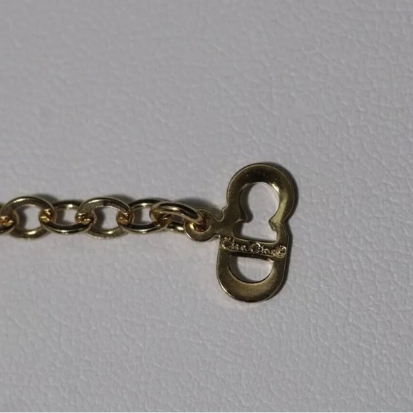 Vintage Christian Dior Signed Logo Goldtone Swarovski Crystal Pendant Necklace - Picture 7 of 7